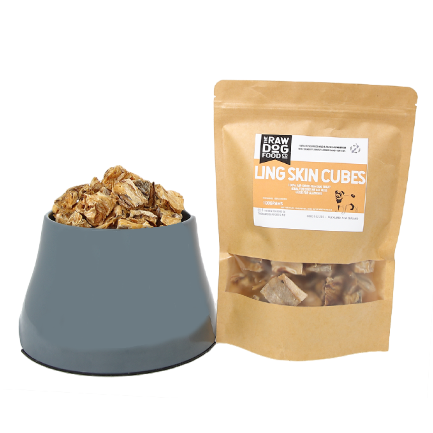 The Raw Dog Food Co Air-Dried Ling Skin Cubes: Omega 3 Treats for Pets