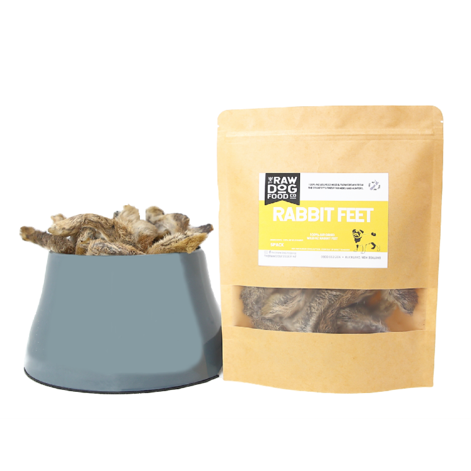 The Raw Dog Food Co Air-Dried Wild NZ Rabbit Feet: Natural and Wholesome Treat for Pets