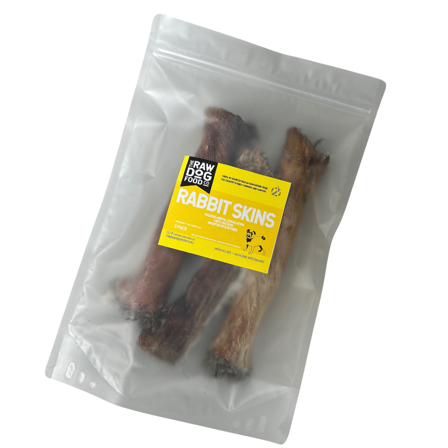 The Raw Dog Food Co Air-Dried Wild Rabbit Skin: Natural and Wholesome Treat for Pets