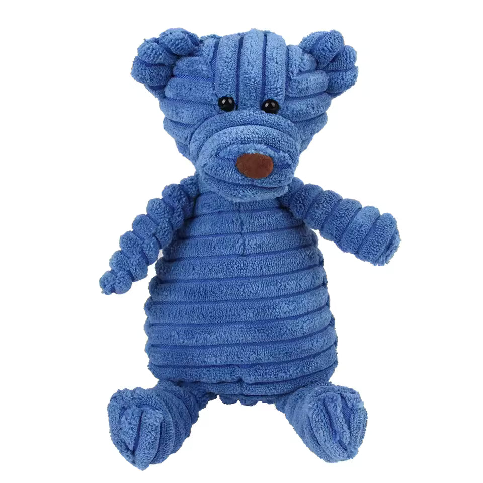 PetLo Corduroy Animal Squeaky Chew Toy – Durable Plush Playmate for Dogs