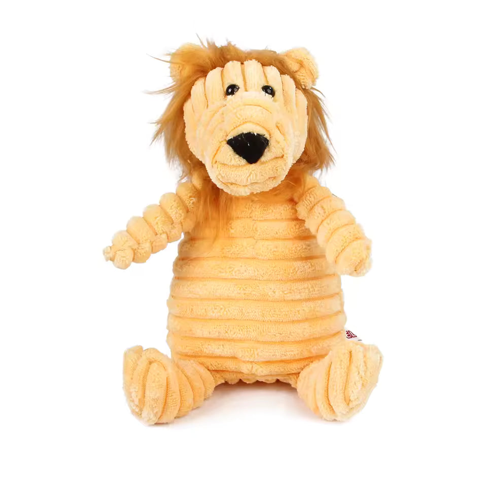 PetLo Corduroy Animal Squeaky Chew Toy – Durable Plush Playmate for Dogs